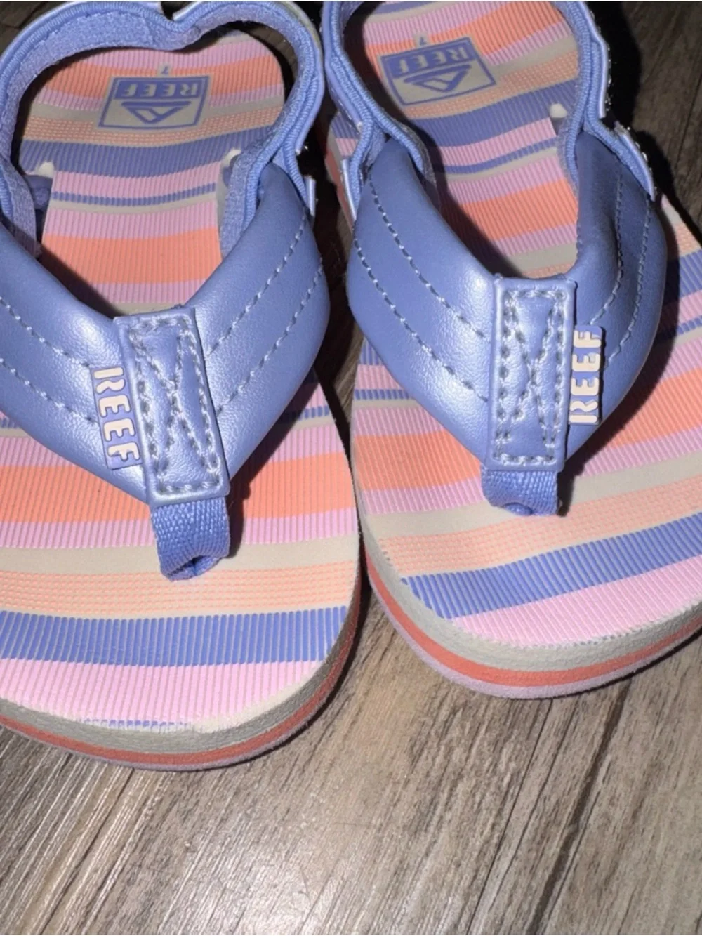 Reef Kids Lavender & Pink Striped Toddler Flip Flops